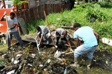  Volunteers in the trenches during the clean-up campaign