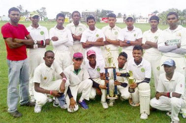 The winning West Demerara side with manager Sudesh Persaud standing to the far left. 