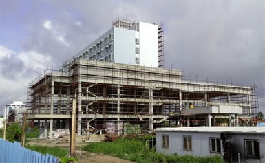 This photo taken on Sunday shows the Western portion of the hotel being used to keep building supplies dry; very little has been done to this portion of the hotel.