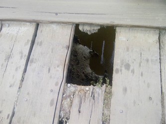 A hole in the Patentia Housing Scheme Access Bridge
