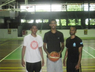 Damian Persaud (left), Tyler Persaud (centre) and Richard Hall at the Cliff Anderson Sports Hall