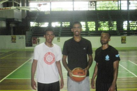 Damian Persaud (left), Tyler Persaud (centre) and Richard Hall at the Cliff Anderson Sports Hall