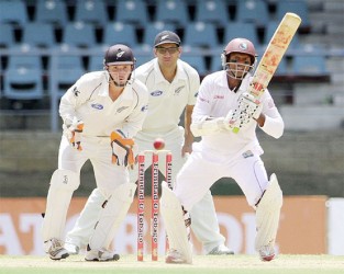 Shivnarine Chanderpaul overtook Sri Lanka’s  Kumar Sangakkara and is now the seventh highest scorer in test cricket . (Photo courtesy of WICB media) 