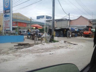 Areas along Regent Street awaiting repairs