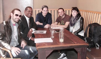 Max De Bowen (second, right) with some of his cast and crew in LA 