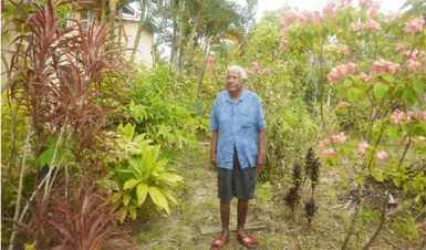 Ishack Basir in his garden