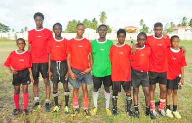 IBE goal scorers from left to right: Shemar Scott, Jason Cromwell, Isiah Holder, Colin Liverpool, Oder Abrams, Shamar Gonsalves, Teshawn Gordon, Seon Singh and Deshawn Trotz. 