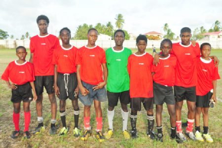 IBE goal scorers from left to right: Shemar Scott, Jason Cromwell, Isiah Holder, Colin Liverpool, Oder Abrams, Shamar Gonsalves, Teshawn Gordon, Seon Singh and Deshawn Trotz.