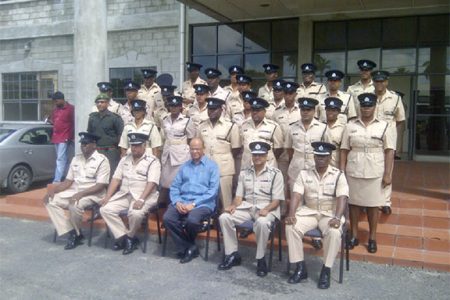 The trainees along with Minister of Home Affairs among top brass of the Guyana Police Force 