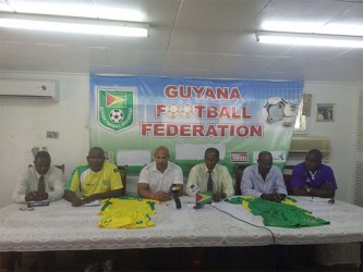 Technical Director, Mark Rodrigues (third from left) making a point at yesterday’s press briefing. 