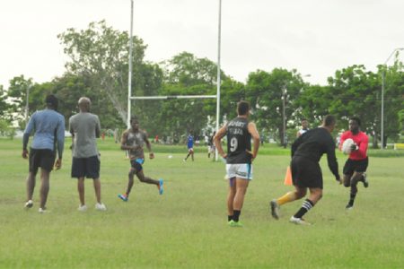  The national team in action during their final practice session yesterday at the National Park. (Orlando Charles photo)
