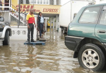 Fourth Street, Alberttown was inundated during yesterday’s heavy rainfall.