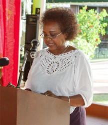 Khadija Musa addressing the gathering (Blue CAPS photo)