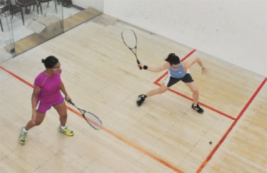 Mary Fung-A-Fat (right) on the attack against Akeila Wiltshire