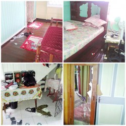 Composite photo shows the ransacked house.  