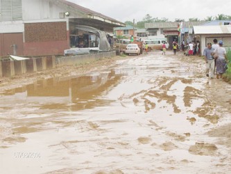 The swamp like conditions of the Kumaka Market Square 