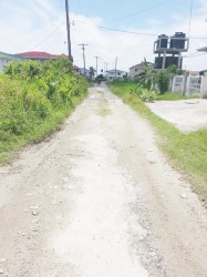 An eroded road in the community. 