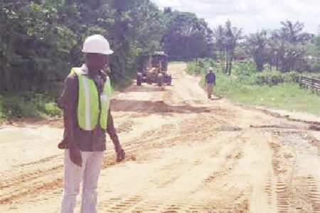These Ministry of Works photos show work ongoing on the road.