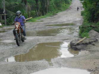 A section of the Bartica-Potaro road from only a few weeks ago