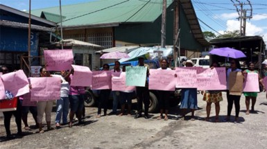 Residents protesting in Bartica today
