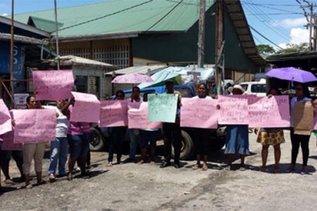 Residents protesting in Bartica today