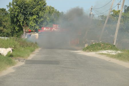 The burning of garbage on Monday completely obscured the view of motorists on Dennis Street, Sophia.