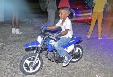 Young Rider – 8 Yr Old Raoul Ramnauth with his Yamaha 50 rode away with first place in the Small Bike Category of the Lake Mainstay 5th Annual Car and Bike Show held at the Resort on Saturday.