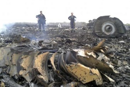 Emergencies Ministry members work at the site of a Malaysia Airlines Boeing 777 plane crash in the settlement of Grabovo in the Donetsk region, July 17, 2014.
Credit: REUTERS/Maxim Zmeyev