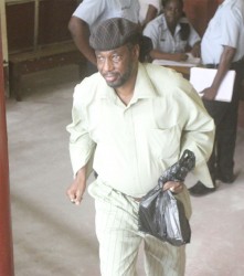 Linden Primo as he left the Georgetown Magistrates’ Courts yesterday after being released on self-bail  