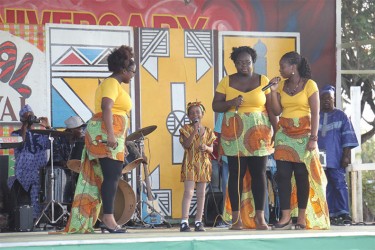 The Whaul Sisters as they performed African-inspired songs 