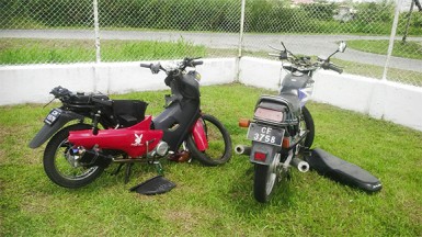 The damaged motor cycles in the compound of the Diamond/Grove Police Station.