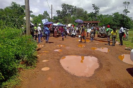 Some residents blocked the airstrip road