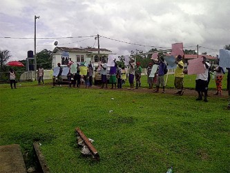 Protesters in front of the regional administration building 