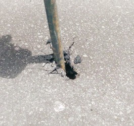 One of the steel spike did more damage than just leave a hole in the tarmac Iffy 