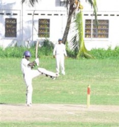 Ovid Richardson plays a pull during his innings.      