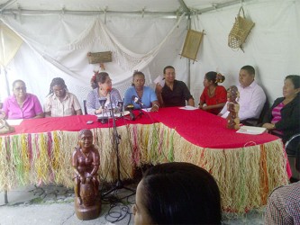 Panel Members responsible for coordinating the activities for the 2014 Amerindian Heritage Month: (From left) Rosamund Daly, Senior Social Worker; Mavis Harris, Personnel Officer; Jude DaSilva, Project Coordinator; Pauline Welch, Senior Social Worker; Anil Roberts, Principal Regional Development Officer; Alexi La Rose, Project Officer; Romanus James, Project Officer; and Claire Emanuel, Administrator.