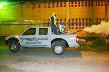 The Vector Control Service conducting a fogging exercise in Kitty, Georgetown. (GINA photo)