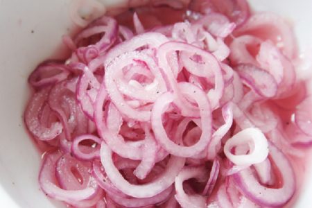  Pretty in pink 24-hour pickled red onions (Photo by Cynthia Nelson)