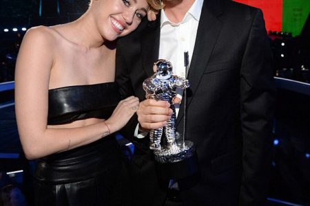 Night to remember: Miley Cyrus and her homeless, wanted date Jesse attend the 2014 MTV Video Music Awards at The Forum August 24 in Inglewood, California
