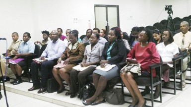 Some of the participants at the opening of the workshop at the Felix Austin Police College yesterday. 