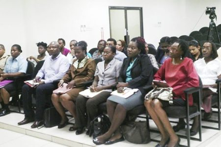 Some of the participants at the opening of the workshop at the Felix Austin Police College yesterday.
