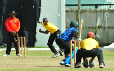 Essequibo skipper Anthony Adams was menacing with his spin bowling 