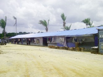 The sleeping quarters of the Chinese workers at the Moblissa construction site