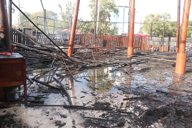Only a few poles left standing after razed the Umana Yana today (Arian Browne photo