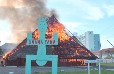The Umana Yana on fire   (Kevin Leitch photo)  