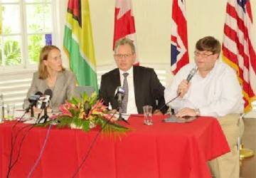 From left are Canadian High Commissioner Nicole Giles, British High Commissioner Andrew Ayre and US Charge d’Affaires, Bryan Hunt