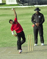 Veerasammy Permaul snared three wickets to help his team to the title. (Orlando Charles photo) 