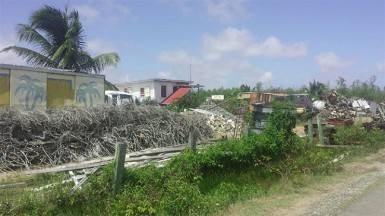  The huge piles of scrap materials in the area