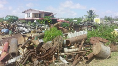 The huge piles of scrap materials in the area