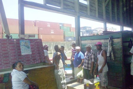  Persons under the fallen roof at the Stabroek Market wharf
